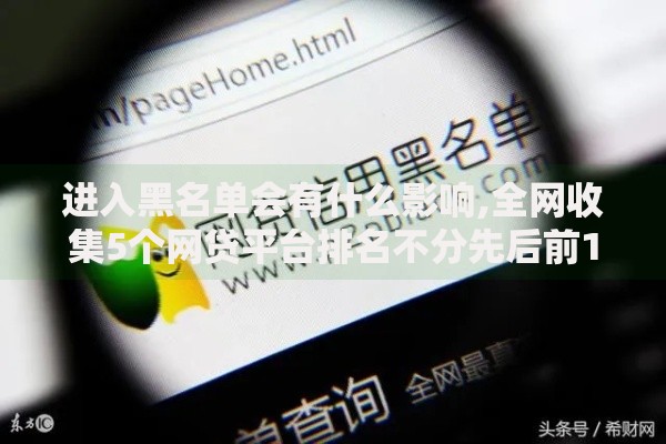 进入黑名单会有什么影响,全网收集5个网贷平台排名不分先后前100名