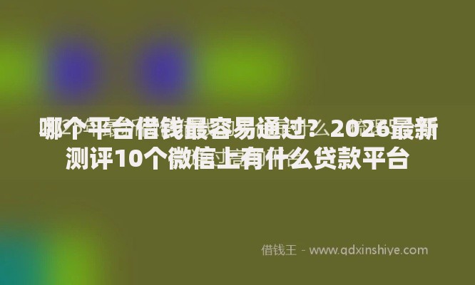 哪个平台借钱最容易通过？2026最新测评10个微信上有什么贷款平台