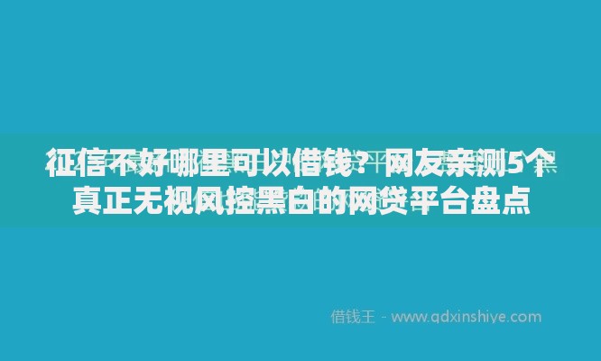 征信不好哪里可以借钱？网友亲测5个真正无视风控黑白的网贷平台盘点
