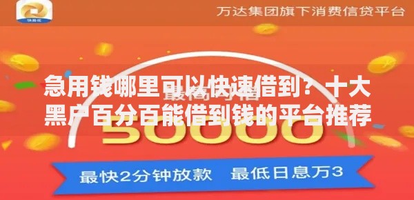 急用钱哪里可以快速借到？十大黑户百分百能借到钱的平台推荐