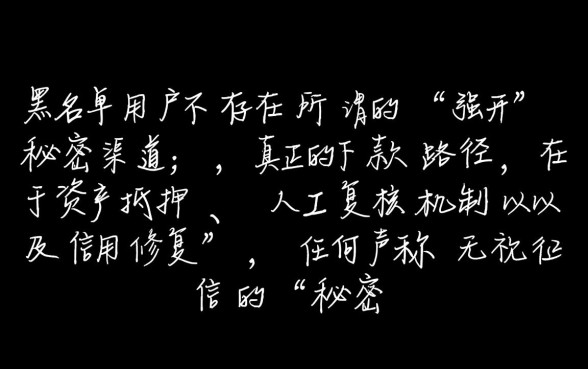 双黑名单用户能下款的秘密渠道吗