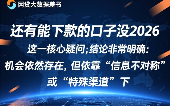 网贷大数据差还有能下款的口子没2026
