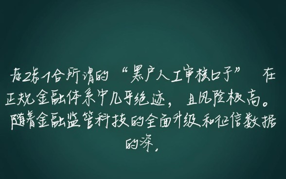黑户人工审核的口子2026还能用吗