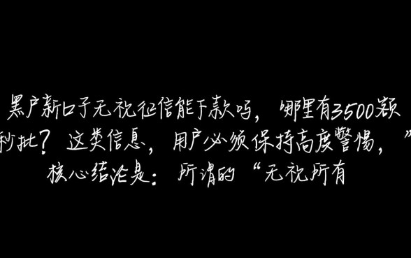 黑户新口子无视征信能下款吗