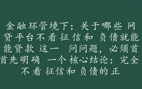 哪些网贷平台不看征信和负债就能贷款