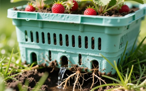 种草莓的筐下面是否要弄个小洞口子吗