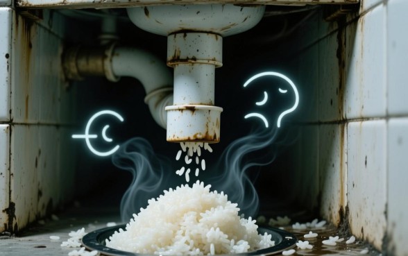 梦见剩的米饭堵住下水道口子什么意思