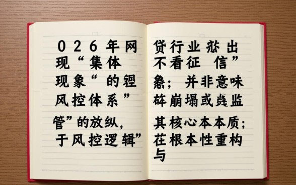 为何2026年网贷口子集体不看征信