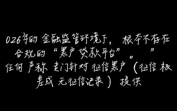 2026黑户可以贷款的平台有哪些