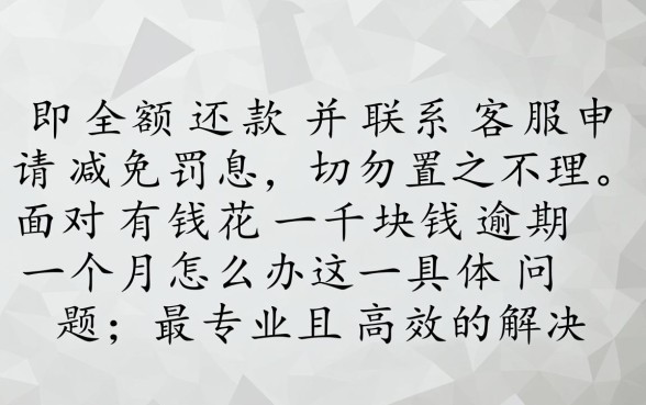 有钱花一千块钱逾期一个月怎么办