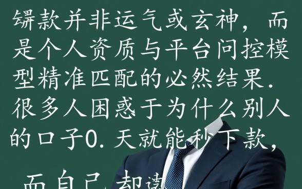 为什么别人的口子0天就能秒下款