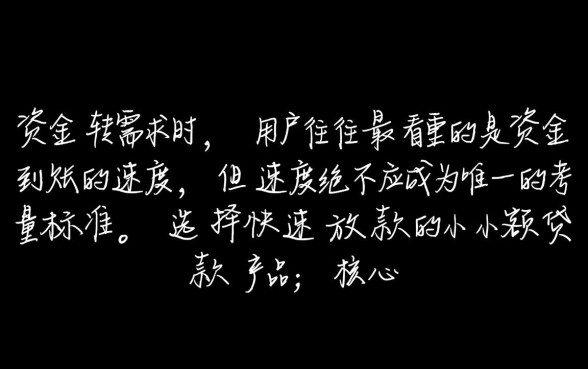 如何选择快速放款的小额贷款产品