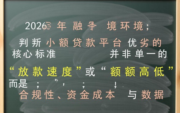 2026小额贷款平台哪个好