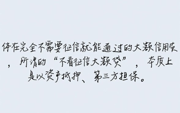 什么贷款不看征信能下大额