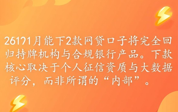 2026年1月能下款的网贷口子有哪些