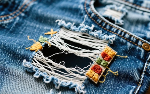牛仔裤上有一个口子怎么弄下来的