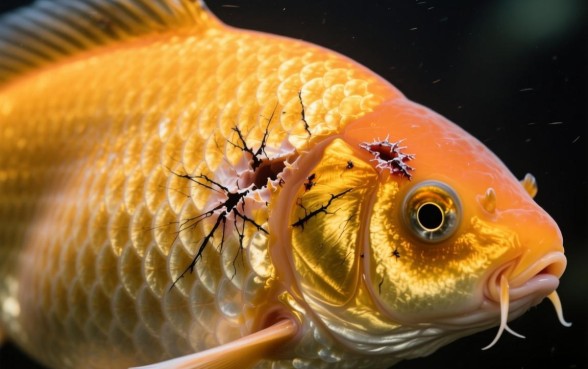 金鱼鱼鳞下有道划痕般的口子是怎么回事