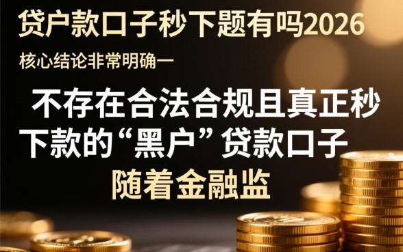 黑户贷款口子秒下的有吗2026