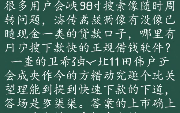 有没有像随时现金一类的贷款口子