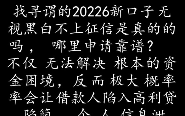 2026新口子无视黑白不上征信是真的吗