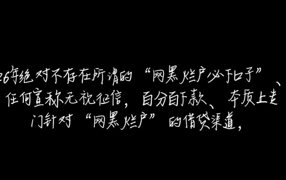 2026有网黑烂户必下的口子吗