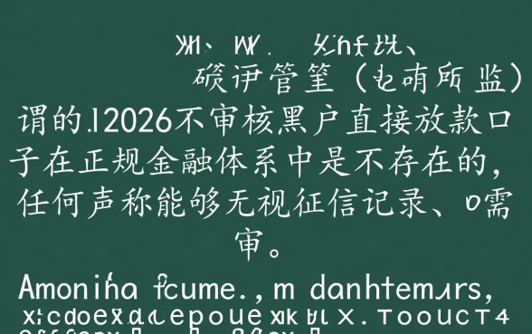 2026不审核黑户直接放款口子是真的吗