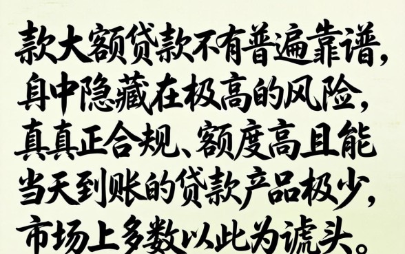 当天下款的大额贷款真的靠谱吗