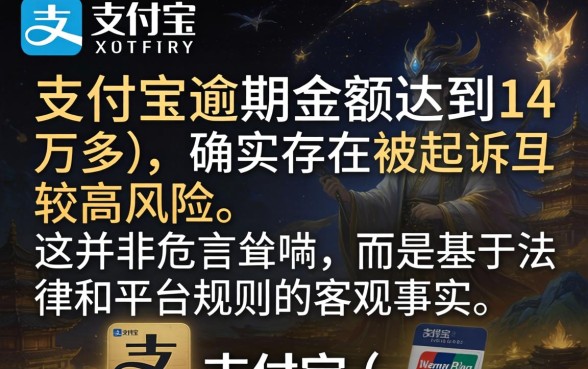 支付宝逾期14万多会起诉吗