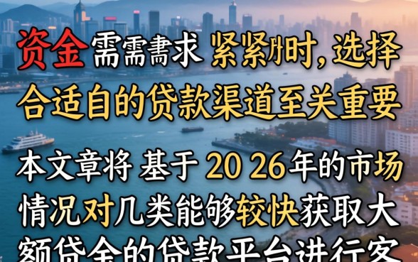 哪类贷款能快速获得大额资金?如何申请高额度贷款秒到账 哪类贷款能快速获得大额资金
