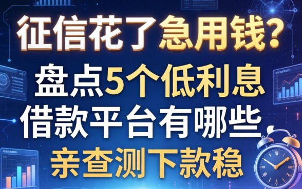 征信花了急用钱？盘点5个低利息的借款平台有哪些，亲测下款稳