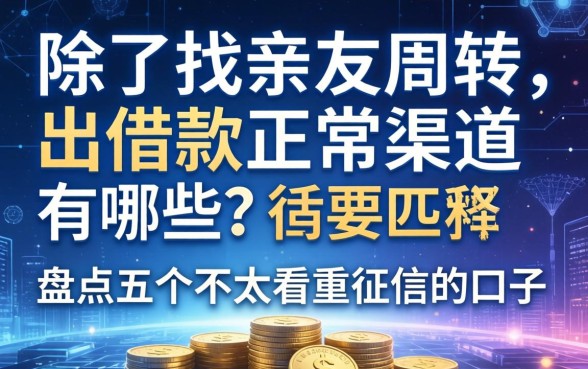 除了找亲友周转，出借款正常渠道有哪些？盘点五个不太看重征信的口子