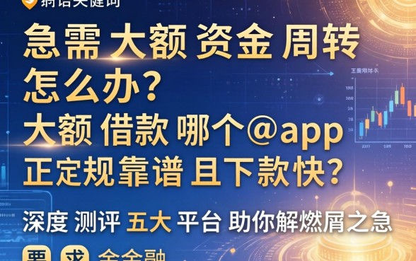 急需大额资金周转怎么办？大额借款哪个app正规靠谱且下款快？深度测评五大平台助你解燃眉之急