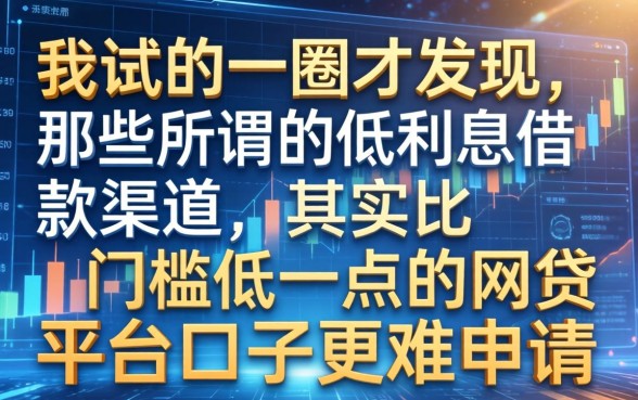 我试了一圈才发现，那些所谓的低利息借款渠道，其实比门槛低一点的网贷平台口子更难申请