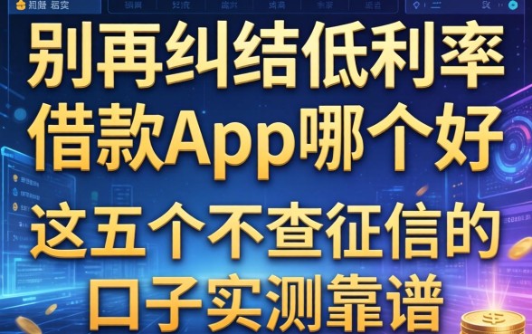 别再纠结低利率借款app哪个好，这五个不查征信的口子实测靠谱