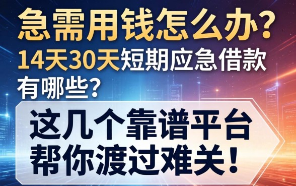 急需用钱怎么办？14天30天短期应急借款有哪些？这几个靠谱平台帮你渡过难关！