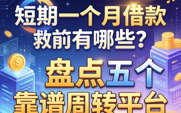 短期一个月的借款有哪些？盘点五个靠谱周转平台