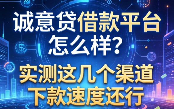 诚意贷借款平台怎么样？实测这几个渠道下款速度还行