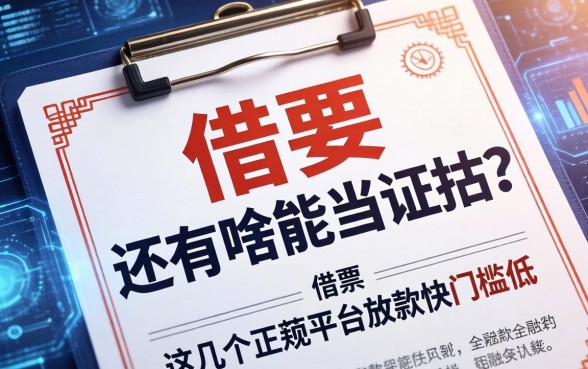 除了借条还有啥能当证据？这几个正规平台放款快门槛低