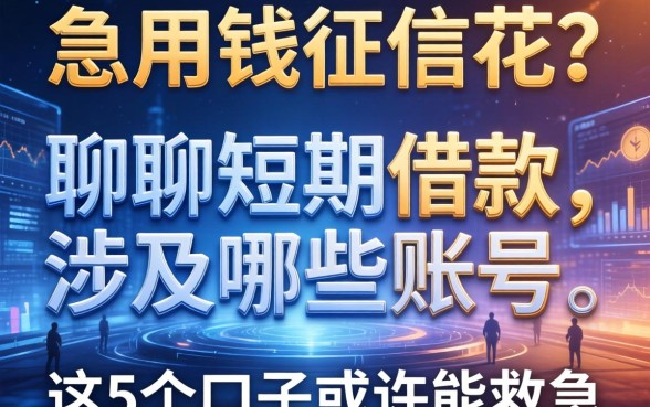 急用钱征信花？聊聊短期借款涉及哪些账号，这5个口子或许能救急