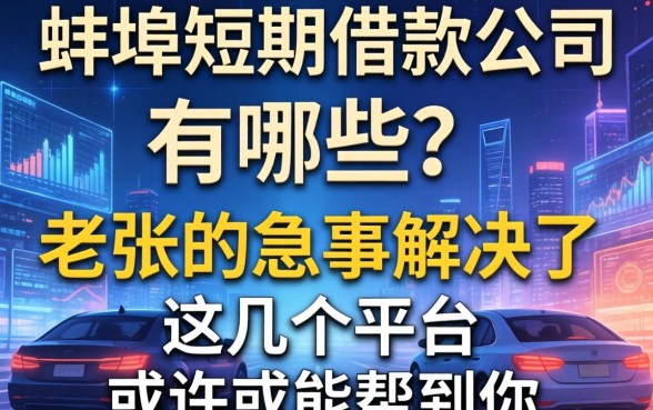蚌埠短期借款公司有哪些？老张的急事解决了，这几个平台或许能帮到你