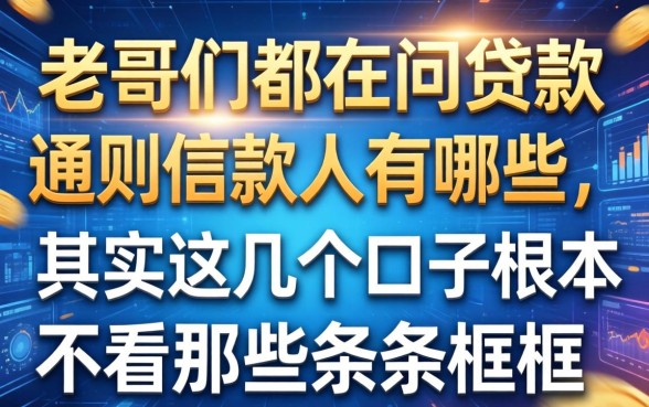 老哥们都在问贷款通则借款人有哪些，其实这几个口子根本不看那些条条框框