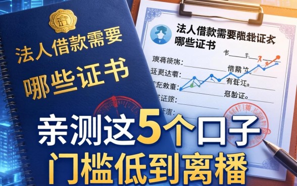 法人借款需要哪些证件？亲测这5个口子门槛低到离谱