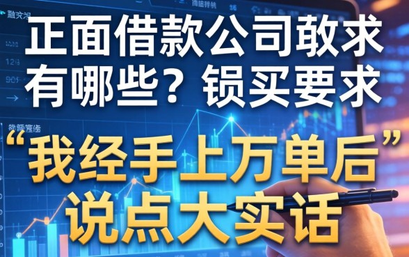 当面借款的公司有哪些？我经手上万单后说点大实话