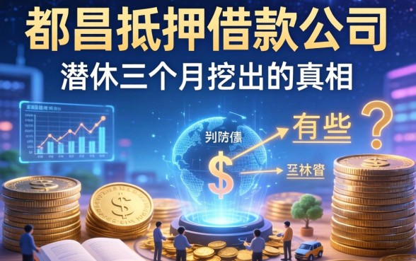 都昌抵押借款公司有哪些？我潜伏三个月挖出的真相