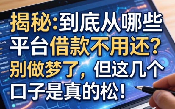 揭秘：到底从哪些平台借款不用还？别做梦了，但这几个口子是真的松！