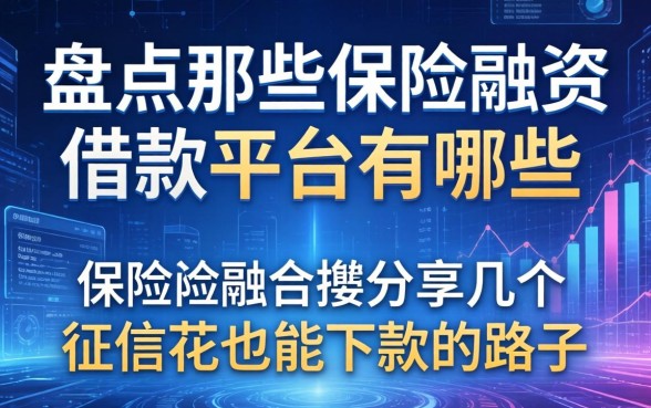 盘点那些保险融资借款平台有哪些，分享几个征信花也能下款的路子