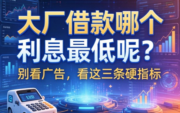 大厂借款哪个利息最低呢？别看广告，看这三条硬指标