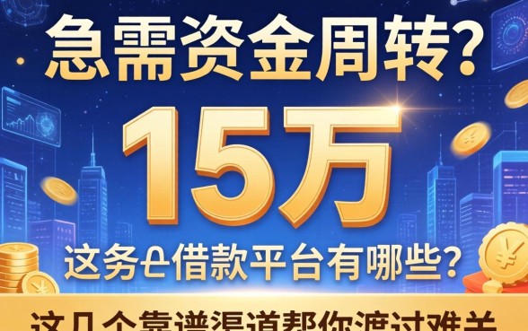 急需资金周转？15万的借款平台有哪些？这几个靠谱渠道帮你渡过难关