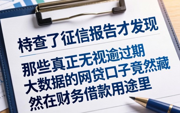 我查了征信报告才发现，那些真正无视逾期大数据的网贷口子竟然藏在财务借款用途里