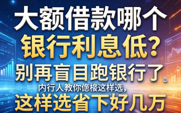 大额借款哪个银行利息低？别再盲目跑银行了，内行人教你这样选省下好几万